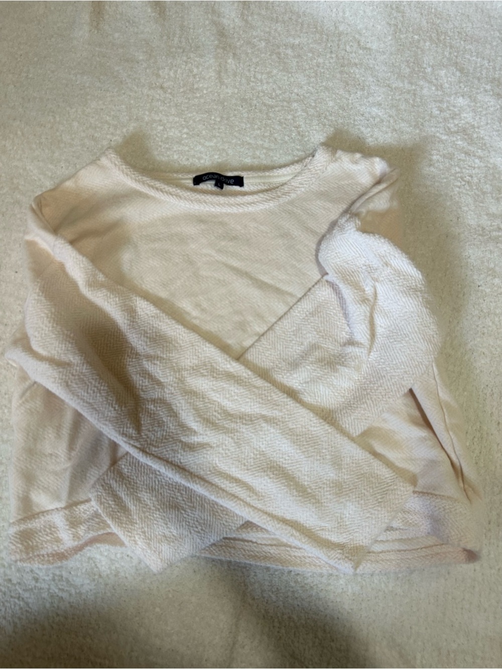 Ocean Drive Light Pink Textured Crewneck Sweater
